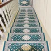 Tapijten Mediterraan Modern Step Carpet European Style Jacquard Trap Mat Home Zelfklevende trap Tapijt niet-slip hout volle deken