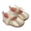 Eerste wandelaars Nieuwe 0-18m Pasgeboren babyschoenen Dames zacht katoen anti slip boog noble elegante prinsesjurk wandelschoen H240504