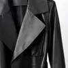 Women's Leather Lady äkta långa jackor 2024 Spring Autumn Sheepskin Coat Design Trench