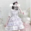 Jupes Summer Sweet Bow Lolita Strap Cake Womens Kawai Dot Pleered Jirt Girls Japon Elegant High Taist A-Line Y2K Mini Mini