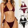 Suite de maillots de bain féminin pour femmes suspendues couleurs de cou de couleur push up up rucched Bra brésilien haute taille bandage