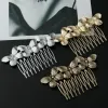 50pcs / lot Butterfly peignes accessoires de cheveux accessoires de cheveux peignes de dents droites cheveux épiches de cheveux Clips côté vide de mariage nuptial