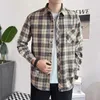 Herren -Casual -Shirts Hemd und Bluse Langarm männlich mit Taschenplaid Brandknopf Original luxuriöser Ästhetikkragen Kleidung