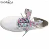 Schuhteile 2,5 cm breit fantastische flache Blumen -Schnürsenkel Chiffon Ribbon Schnürsenkel mit Drucken 120 cm/47 Zoll