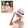 Berets Pearl Letter Wide Brim Sun Caper Summer Beach Bonnet Bride Poshooting Heakddress