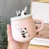 Mokken Europees keramische 3D cartoon panda koffiemok met deksel en lepel porselein schattig stel waterbeker kantoor theekopjes drinkware