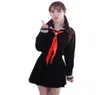 Anime Hell Girl Lady Lolita Cosplay Corea japonesa Navy Sailor Escolar Uniforme de camisa negra Bufanda roja