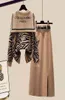 fashion knit two pieces deisnged zebra print tops pullover knee dress casual wear versatile soft sweater autumn winter1407529