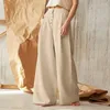Pantalon féminin 2024 femmes Fashion Linet Coton Bouton solide Solid Tall Taies Tableau Femme Plus taille Summer Casual Ligged