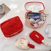 Kosmetisk arrangör stor kapacitet dragkedja makeup väska kanin sängkläder bomull kosmetisk låda söt rese lagring väska kvinnlig handväska arrangör y240503