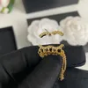 Eenvoudig designer merk koperen brief Stud oorbellen luxe vrouwen kwastje vergulde messing oorbel nooit vervagen meisjes bruiloftsfeestje sieraden accessoires