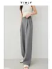 Damesbroek vimly grijze rechte losse jurk broek eenvoudig breed poot vrouw broek 2024 lente volledige lengte pak voor kantoor dames m6138