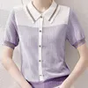 Dames polos polo shirts schattige gebreide vrouwelijke tee knop kawaii kleding trend 2024 Koreaanse t-shirts basisstijl hoogwaardige jeugd