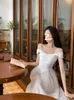 Robes décontractées fée française douce robe midi femme causale solide même bureau de fête Lady Slim Elegant Korean Fashion 2024 Été chic