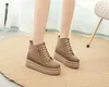 Boots Fujin 7.5cm Retro Autumn Winter Motorcy Ankle Woman ZIP Thick Soled Round Toe British Style Lace Up Plush Moccasins Shoes
