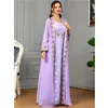 Vêtements ethniques Open Abayas Femmes musulmanes Lace Kimono Maxi Robes Turquie Arabe 2 pièces Set Kaftan Dubai Islamic Tenues Eid Party