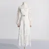Robes décontractées de la marque Jamerary Designer fleur broderie de lace blanche robe de bal de bal Femmes d'automne d'été vacances à manches longues maxi vestidos