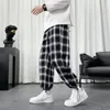Pantalon à plaid pour hommes Coton Coton Casual Losse Hip Hop Baggy Sweatwear Fashion Streetwear Korean Style Harem 240429
