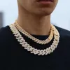 Iced Out 2 Rows CZ Diamond Cuban Link Chain Gold Ploated Brass Cadenas Heavy Fashion Hip Hop Jewelry ketting voor mannen