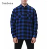 Chemises décontractées pour hommes chemises de design de poche de style anglais 2024 tops à poitrine mono-pain chemisier à plaid masculin