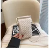 Famous designer woven soft leather drawstring mobile phone bag, fashionable and cute women's bag, mini wallet, solid color, high quality card holder, date ready