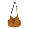 Bolsas de ombro de ombro de grande capacidade com zíper bolsos laterais de tela Tote Satchel Soft Casual Fatchels Handbag Fashion for Girl