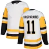 Mannen retro hockey jerseys 11 Darius Kasparaitis gestikt zwart blauw wit thuis weg trui -uniformen