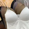 Women's Tanks Summer Camisole Slim Fit Sexy Stretch Push Up Bra With Chest Pads Soft Knitted Crop Top Short Tube V-Neck Tops Bralette