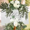 Decorative Flowers Emblems Welcome Card Water Flower Garland For Sign Wedding Arch Swag Adornment White Romantic Garlandation