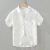 Herren lässige Hemden für Männer Modestruktur geprägt Kurzarm Hemd Mann Lose großer Button-up