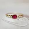 Cluster anneaux concepteurs original argent incrusté rectangulaire rouge cristal ouverture anneau ajusté rétro élégant luxe léger charme femelle