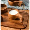 Tassen handgefertigtes Holzmilch Tasse Acacia Holz Kaffee Tasse mit Trageteilhandlung Camping -Getränke Tassen Küchenwerkzeuge
