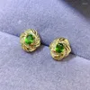 Bolzenohrringe natürliche echte grüne Diopside -Ohrring -Blumenstil 4 5mm 0,5ct 2pcs Edelstein 925 Sterling Silber Fine Schmuck L24553