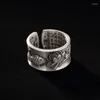 С боковыми камнями настоящий чистый серебро 925 кольцо винтажные рыбные кольца подарки для женщин широкий байкер элегантный открытие