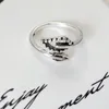 Küme halkaları venfille 925 Sterling Silve Yaprak Yüzüğü Kadınlar için kız oyuluyor Retro Sadelik Ayarlanabilirjewelry doğum günü hediye damlası