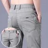 Spring Summer Mens Pants In Gray Thin Business Casual Man Pantalons Elastic Straight Trousers For Men Sweatpants 240417