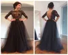 2019 Robes de soirée noires classiques Abendkleider en dentelle arrière longue robe formelle robe de soirée