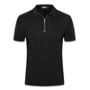 Men Polos Summer Silk Alligator Zipper Zilli Kort ärm T-shirts Black Sky Blue