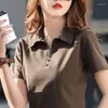 Polos femminile Polo Neck Shirt for Women Butth Gumgy Black Woman T semplice abbigliamento coreano Trend 2024 Estetico in stile lusso