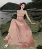 Sukienki imprezowe 2024 Bungalow kwiatowa atmosfera wiśni kwiat czerwony szyfonowy przesuwanie talii słodko! Sukienka