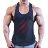 Summer Gym Plus taille Mens Beast Fitness Sports 100% Coton Traine Blood Claw Imprimé Image de gilet en forme de I 240425