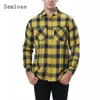 Chemises décontractées pour hommes chemises de design de poche de style anglais 2024 tops à poitrine mono-pain chemisier à plaid masculin