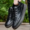 Chaussures décontractées baskets masculines Qualité en cuir hommes All-Match Trend Business épais pour waterpoof cheville sneaker taille 39-44