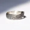 Eheringe Vintage Silber plattiert Retro Flügel Design geeignet für Männer und Frauen geeignet