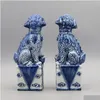 Decoratieve objecten Figurines Blue en Wit Keramische Foo Dogs Fu Boeddha Collectible Guardian Lions Scpture Home Decoration Drop Deliver Otufi