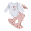 Kleidung Sets Baby Girl 1. Geburtstag Kleidung Erste Reise um die Sonne Strampler Bell Bottom Hose 3pcs Kuchen Smash -Outfit Set Set