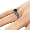 Cluster Rings Vintage Silver 925 Ring Black Square Diamond Princess Engagement for Women Men Party Wedding Presents