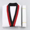 TKD -Kostüme Kleidung weiße Taekwondo Uniformen mit Karate Judo Dobok Kleidung Kinder Erwachsene Unisex Langarm GI Uniform 240429