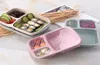 Lunch Box 3 Grid Wheat Straw Bento BagsRadeble Transparent Lid Food Container för arbete Travel Portable Student Lunch Boxes Innehåller8432531
