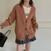 Frauen Strick V-Ausschnitt Strickjacke Frauen im Herbst Winter verdicken koreanische lässige lockere Pullover Außenbekleidung 6 Farben